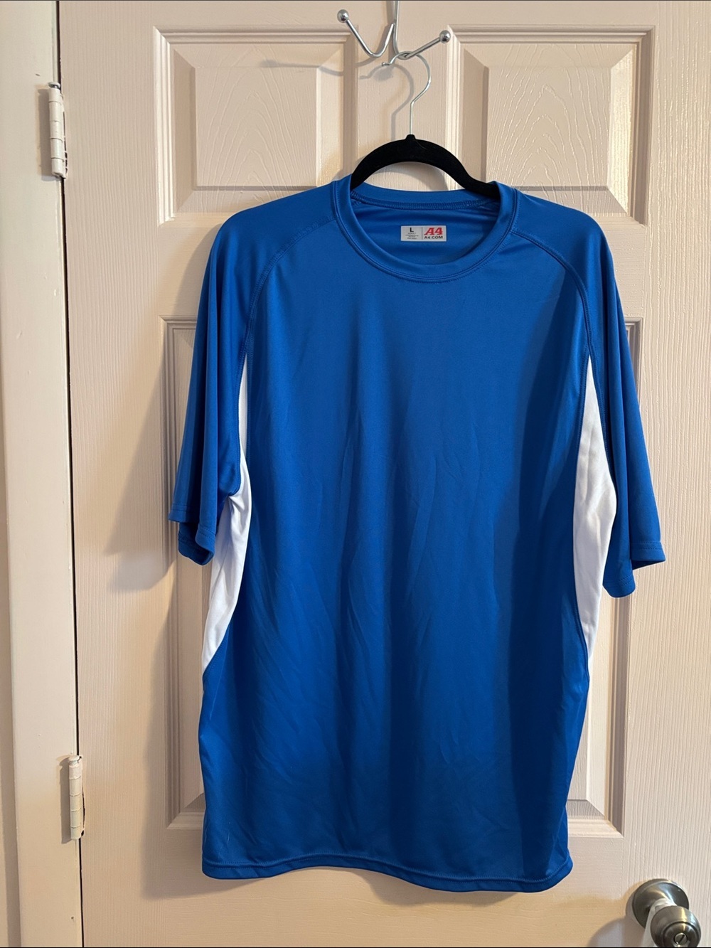 Men's Blue Performance Jersey with White Side Panels